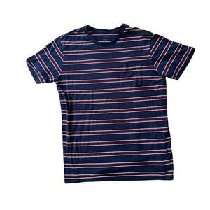 RVCA short sleeve T-SHIRT, size Large; Red & Blue striped cotton